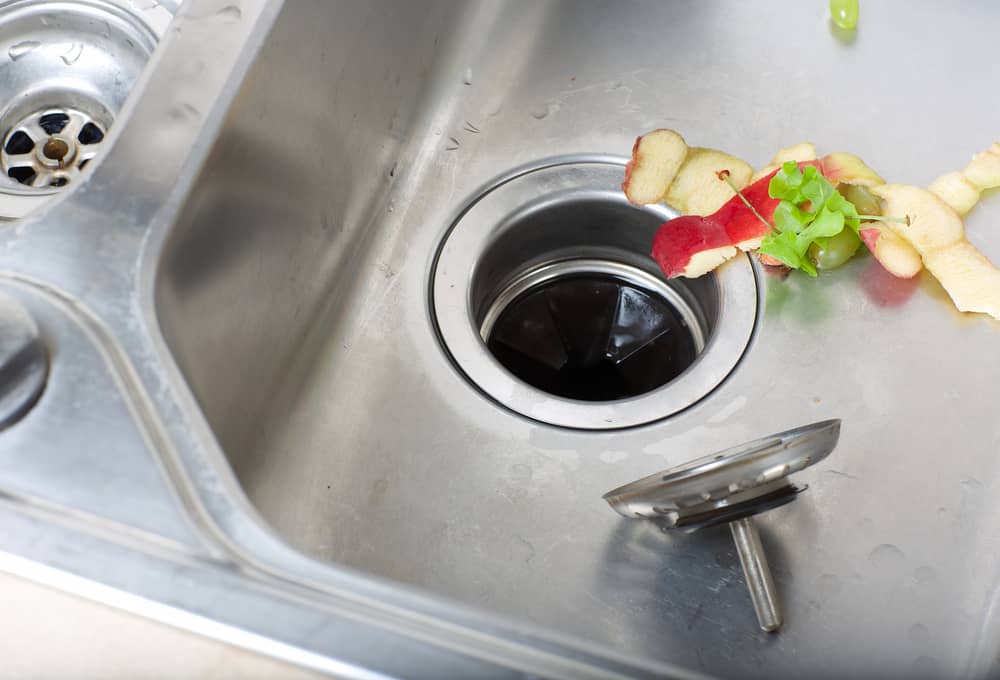 sink with food waste in it